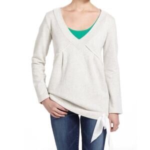 Fleurette anthro v neck tie bottom sweater